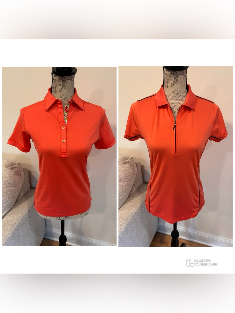 Peter Millar set of 2 women's golf shirts in orange size XS/S